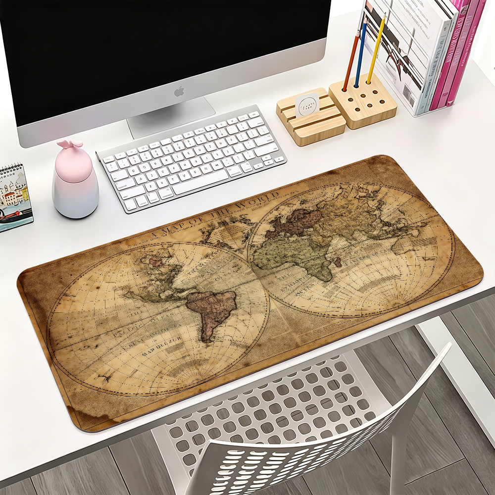 Retro Gaming Keyboard And Mouse - Retro Style World Map Mouse Pad