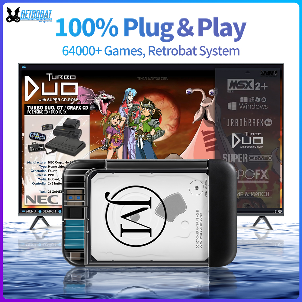 Retro Gaming Emulator - RETROBAT Portable 500G Gaming HDD Consoles