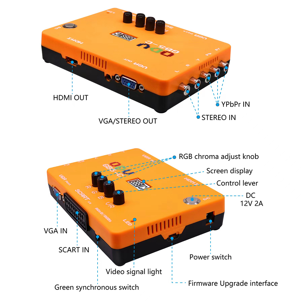 Retro Gaming Emulator - ODV-GBS-C Component/VGA/Scart to VGA/HDMI-Compatible Scan Converter