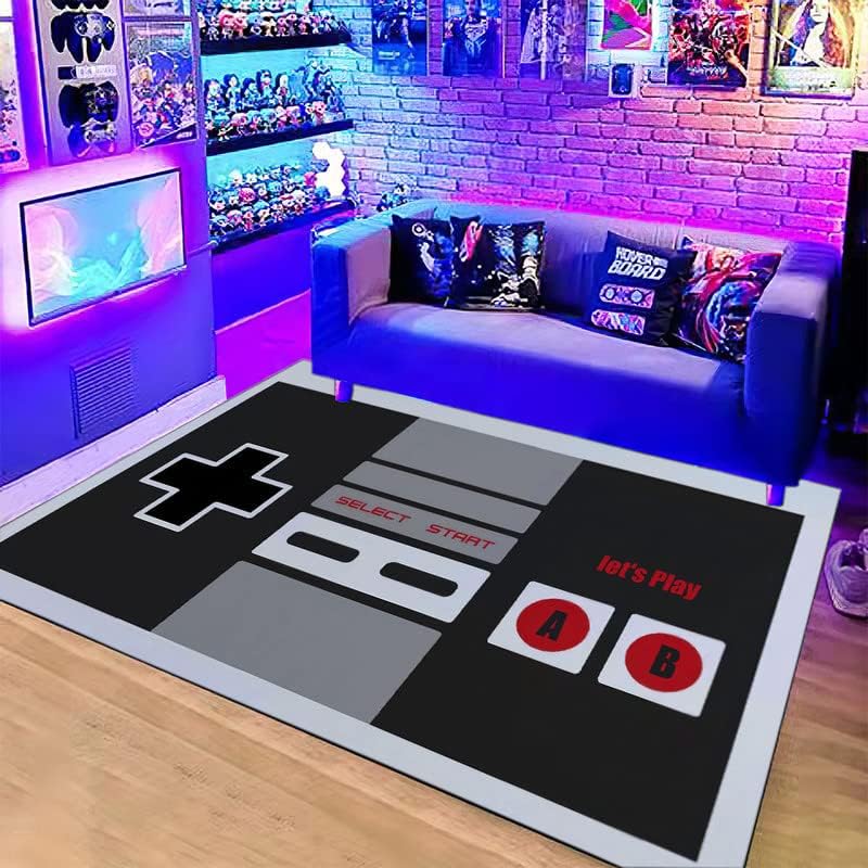 Retro Gaming Accessories - Vintage NES Controller Themed Rug, Anti-Slip