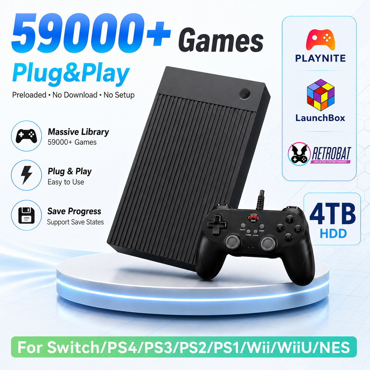 Portable 4TB Gaming HDD with 5 - Retro Gaming Emulator review and price