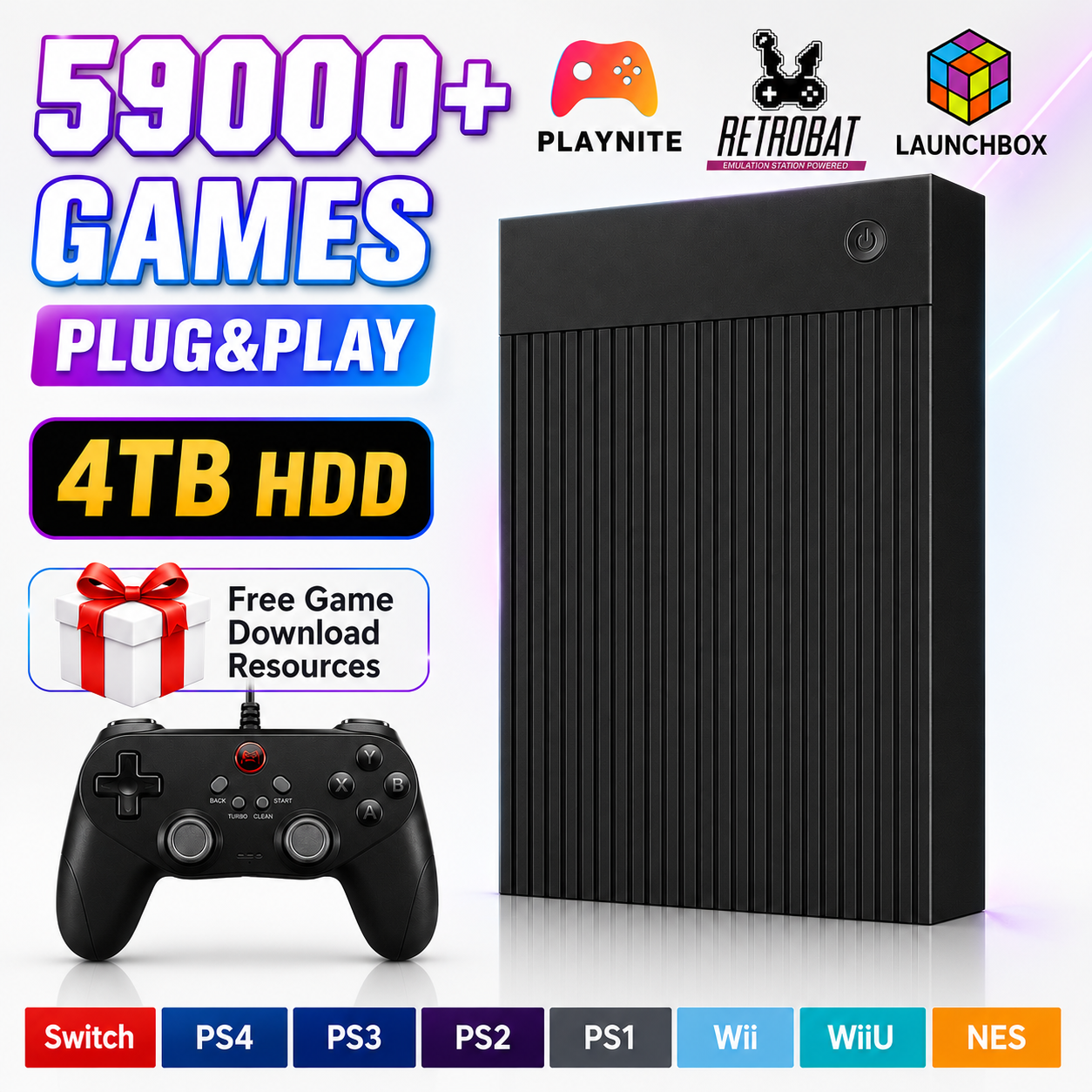 Portable 4TB Gaming HDD with 5 - Retro Gaming Emulator review and price